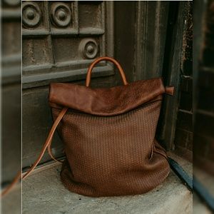 🚨 It Bag - Vegan Leather Roll Top Backpack Brown